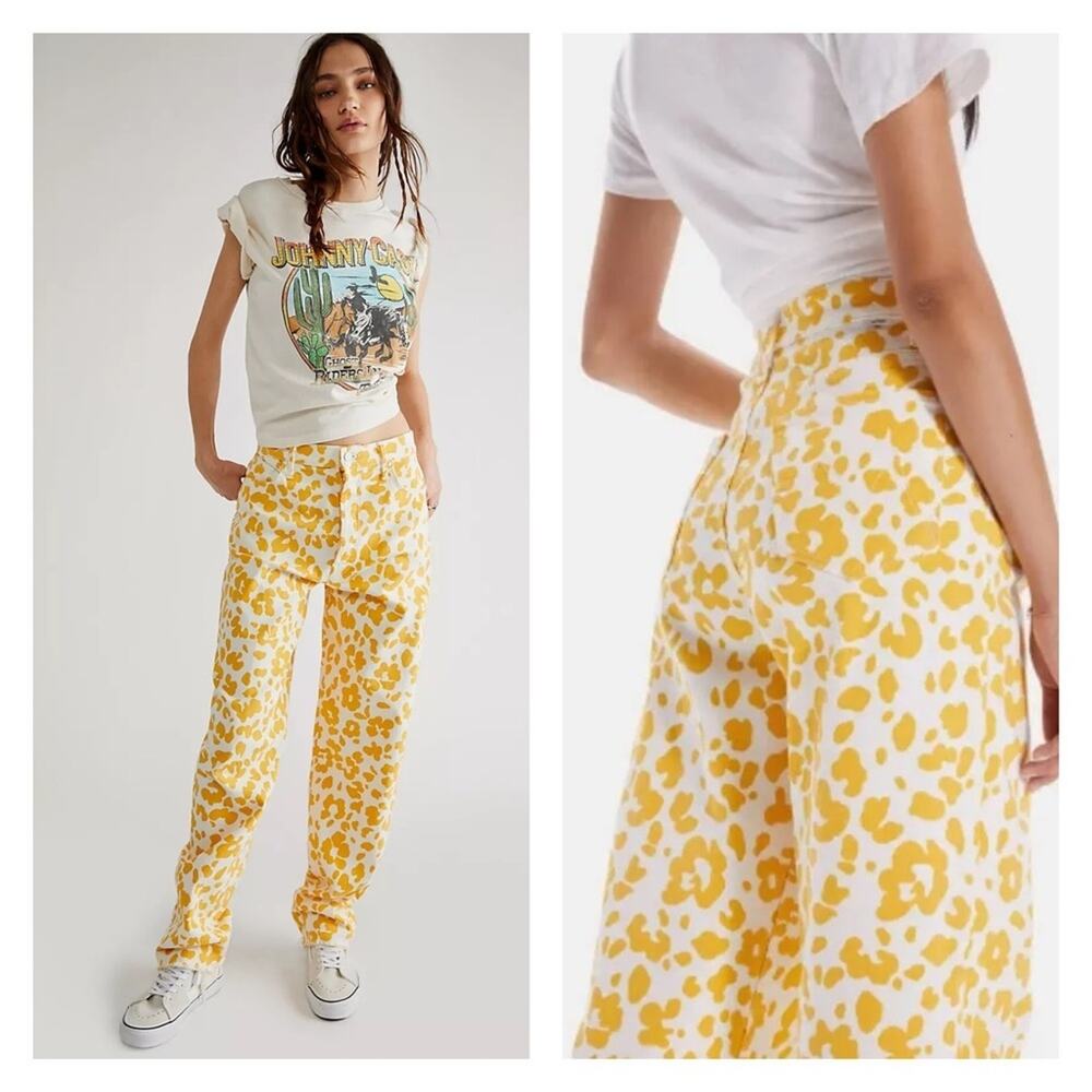 Mother Curbside Heel Fray Floral Leopard Jeans In Second Chance Size 27